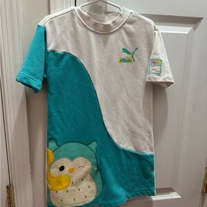 Puma x Squishmallows Collab Kids' Teal & White Owl Graphic T-Shirt Dress size 5T